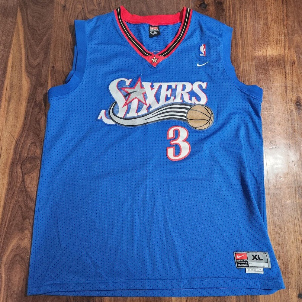 Nike Team NBA Allen Iverson 76ers Sixers #3 Mens XL +2 Vintage Basketball Jersey